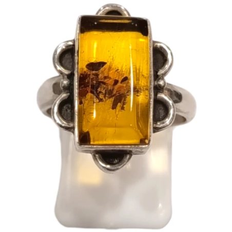 Bague Ambre Baltique Argent 925 Taille 58