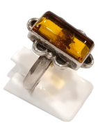 Bague Ambre Baltique Argent 925 Taille 58
