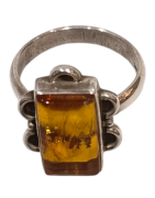 Bague Ambre Baltique Argent 925 Taille 58