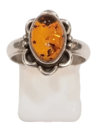 Bague Ambre Baltique Ovale Argent 925 Taille 58