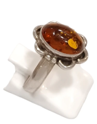 Bague Ambre Baltique Ovale Argent 925 Taille 58