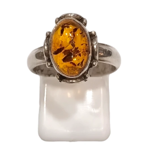 Bague Ambre baltique Argent 925 Taille 57