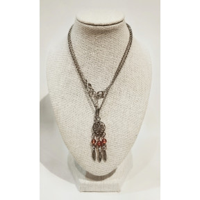 Pendentif Ambre Baltique Fleur de Vie Attrape-rêves  Argent 925 avec Chaîne 42 + 3 cm