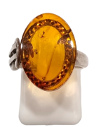 Bague Ambre Signe $ Argent 925 Taille 52