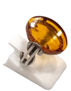 Bague Ambre Signe $ Argent 925 Taille 52