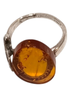 Bague Ambre Signe $ Argent 925 Taille 52