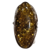 Bague Ambre Vert Argent 925 Taille Réglable