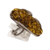 Bague Ambre Vert Argent 925 Taille Réglable