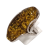 Bague Ambre Vert Argent 925 Taille Réglable