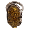 Bague Ambre Vert Argent 925 Taille Réglable