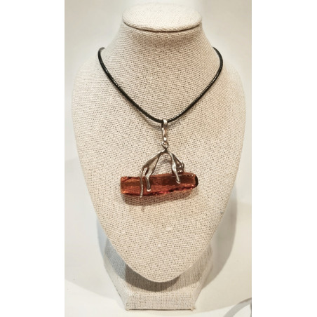Pendentif Ambre Baltique Panthère Argent 925 sur Cordon Noir Réglable