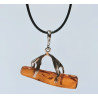 Pendentif Ambre Baltique Panthère Argent 925 sur Cordon Noir Réglable
