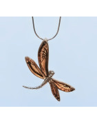 Pendentif Ambre Libellule avec Chaîne 46cm Tout Argent 925