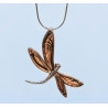 Pendentif Ambre Libellule avec Chaîne 46cm Tout Argent 925