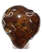 Bague Ambre baltique Argent 925 Taille Réglable