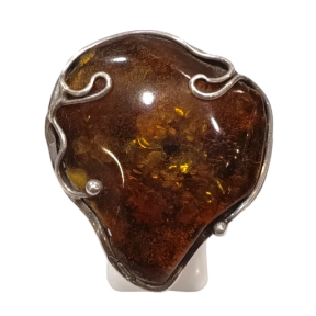 Bague Ambre baltique Argent 925 Taille Réglable