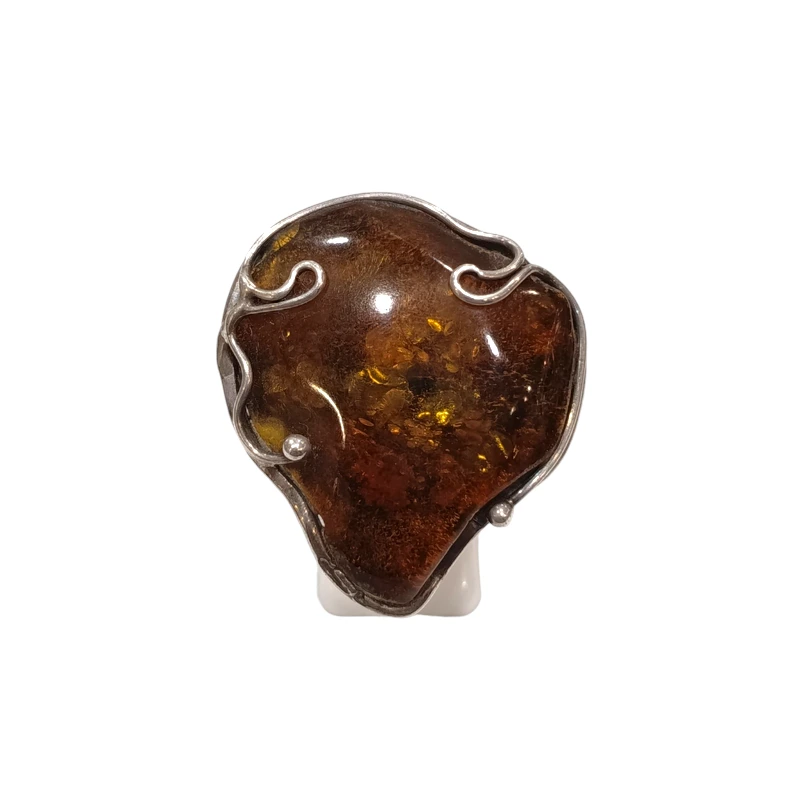 Bague Ambre baltique Argent 925 Taille Réglable