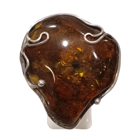 Bague Ambre baltique Argent 925 Taille Réglable