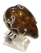 Bague Ambre baltique Argent 925 Taille Réglable