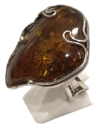 Bague Ambre baltique Argent 925 Taille Réglable
