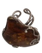 Bague Ambre baltique Argent 925 Taille Réglable