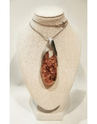 Pendentif Ambre Baltique Goutte 6cm avec Chaîne 38 cm Tout Argent 925