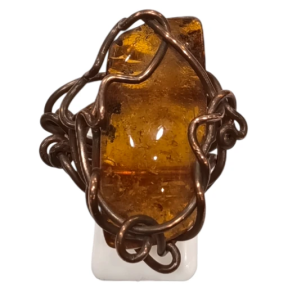 Bague Ambre baltique Cuivre Taille 51