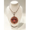 Pendentif Ambre Baltique Soleil avec Chaîne 38 cm Tout Argent 925