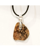 Pendentif Ambre Brute sur Cordon 45 + 5 cm