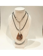 Pendentif Ambre Brute sur Cordon 45 + 5 cm