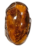Bague Ambre baltique Argent 925 Taille 57+