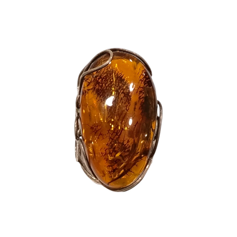 Bague Ambre baltique Argent 925 Taille 57+