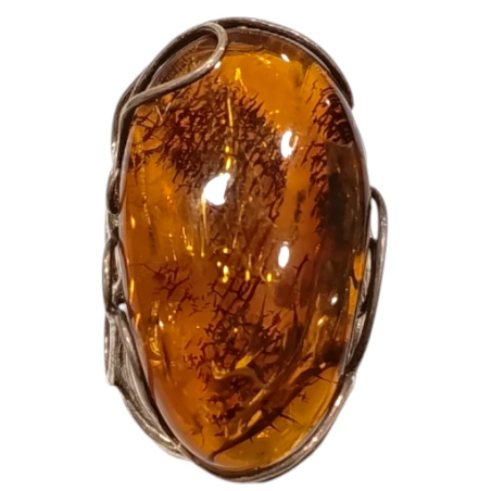 Bague Ambre baltique Argent 925 Taille 57+