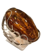 Bague Ambre baltique Argent 925 Taille 57+