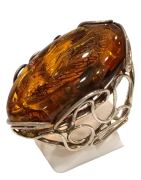 Bague Ambre baltique Argent 925 Taille 57+