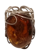 Bague Ambre baltique Argent 925 Taille 57+