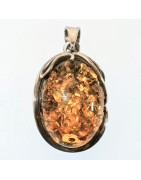 Pendentif Ambre Baltique Serti Argent 925 4cm