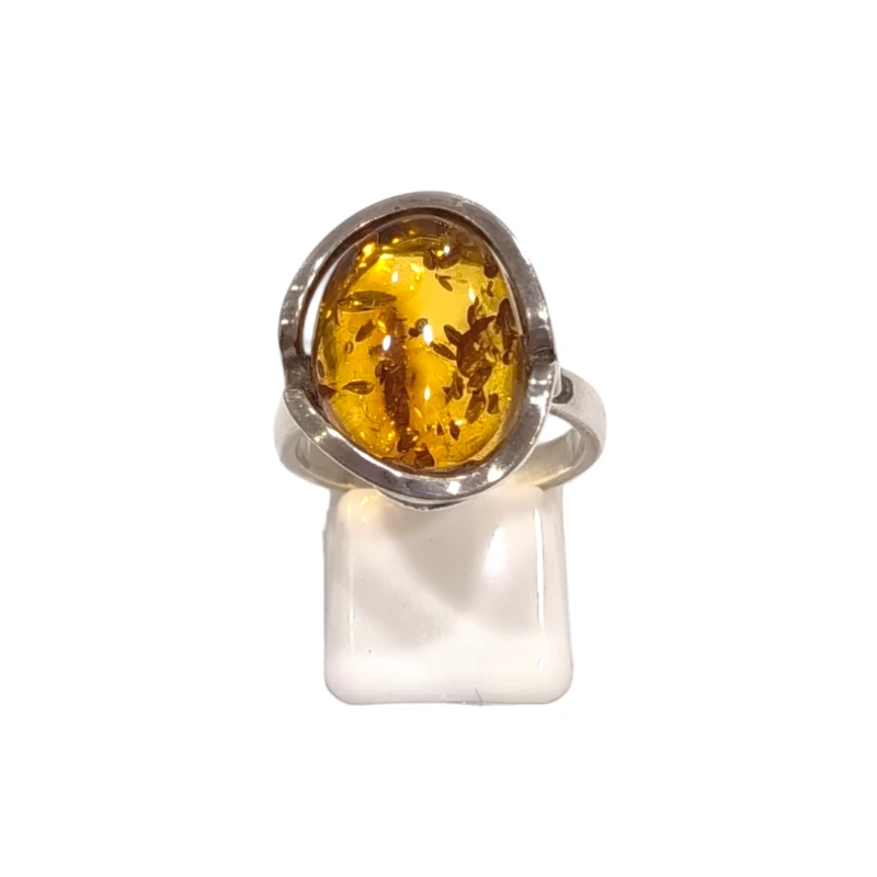 Bague Ambre baltique Argent 925 Taille 58