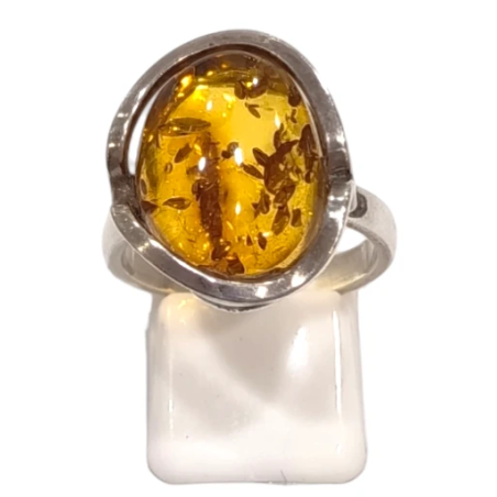 Bague Ambre baltique Argent 925 Taille 58