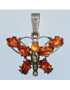 Pendentif Ambre Baltique Papillon Argent 925