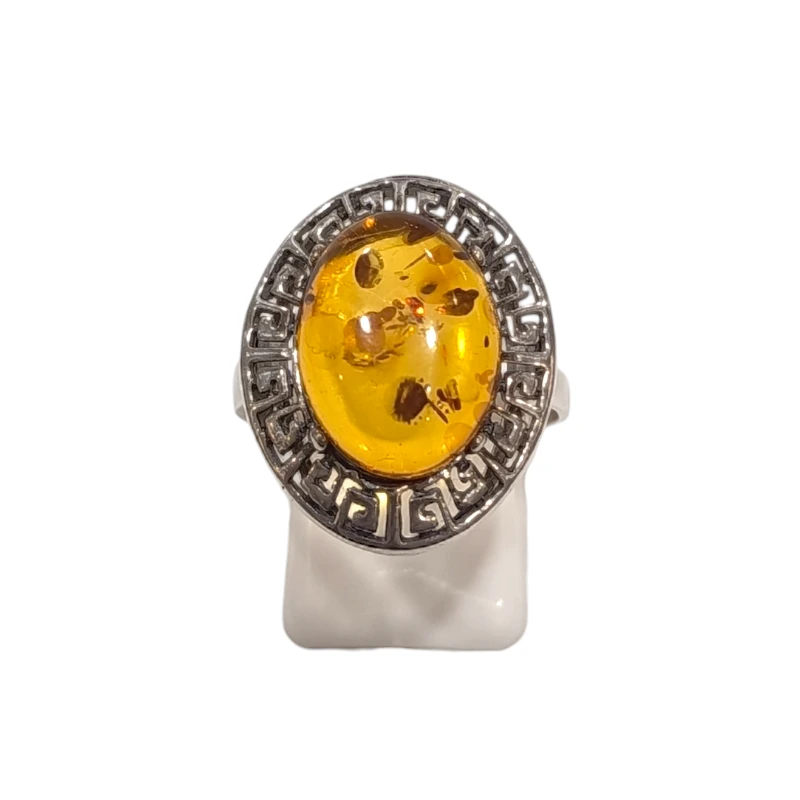 Bague Ambre baltique Argent 925 Taille 63