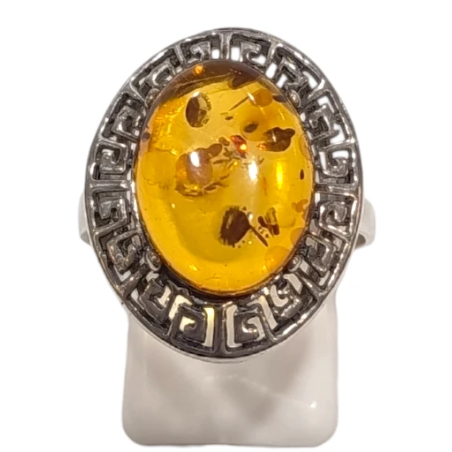 Bague Ambre baltique Argent 925 Taille 63