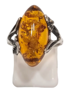 Bague Ambre baltique Argent 925 Taille 54+