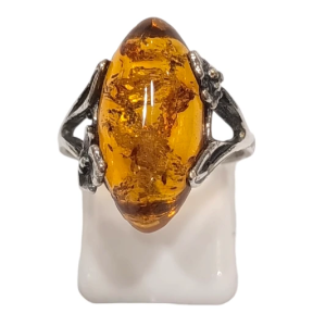 Bague Ambre baltique Argent 925 Taille 54+