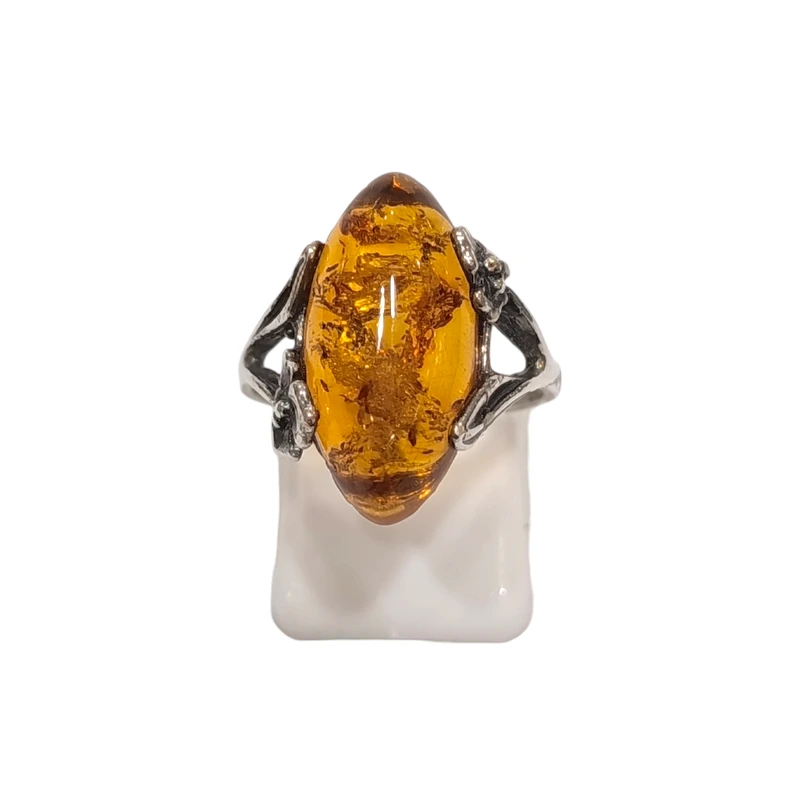 Bague Ambre baltique Argent 925 Taille 54+