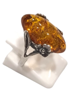 Bague Ambre baltique Argent 925 Taille 54+