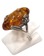 Bague Ambre baltique Argent 925 Taille 54+