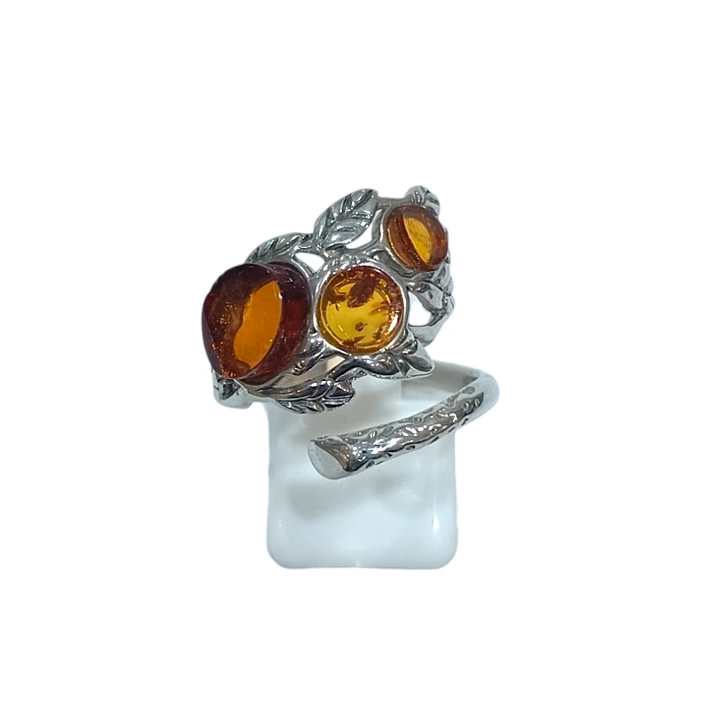 Bague Ambre baltique Argent 925 Taille 59+