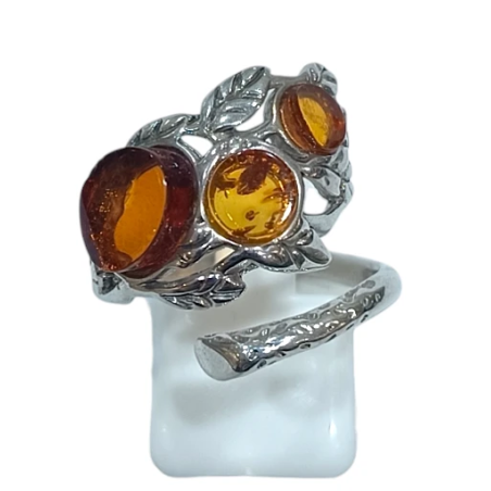 Bague Ambre baltique Argent 925 Taille 59+