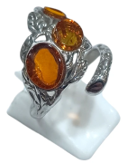 Bague Ambre baltique Argent 925 Taille 59+